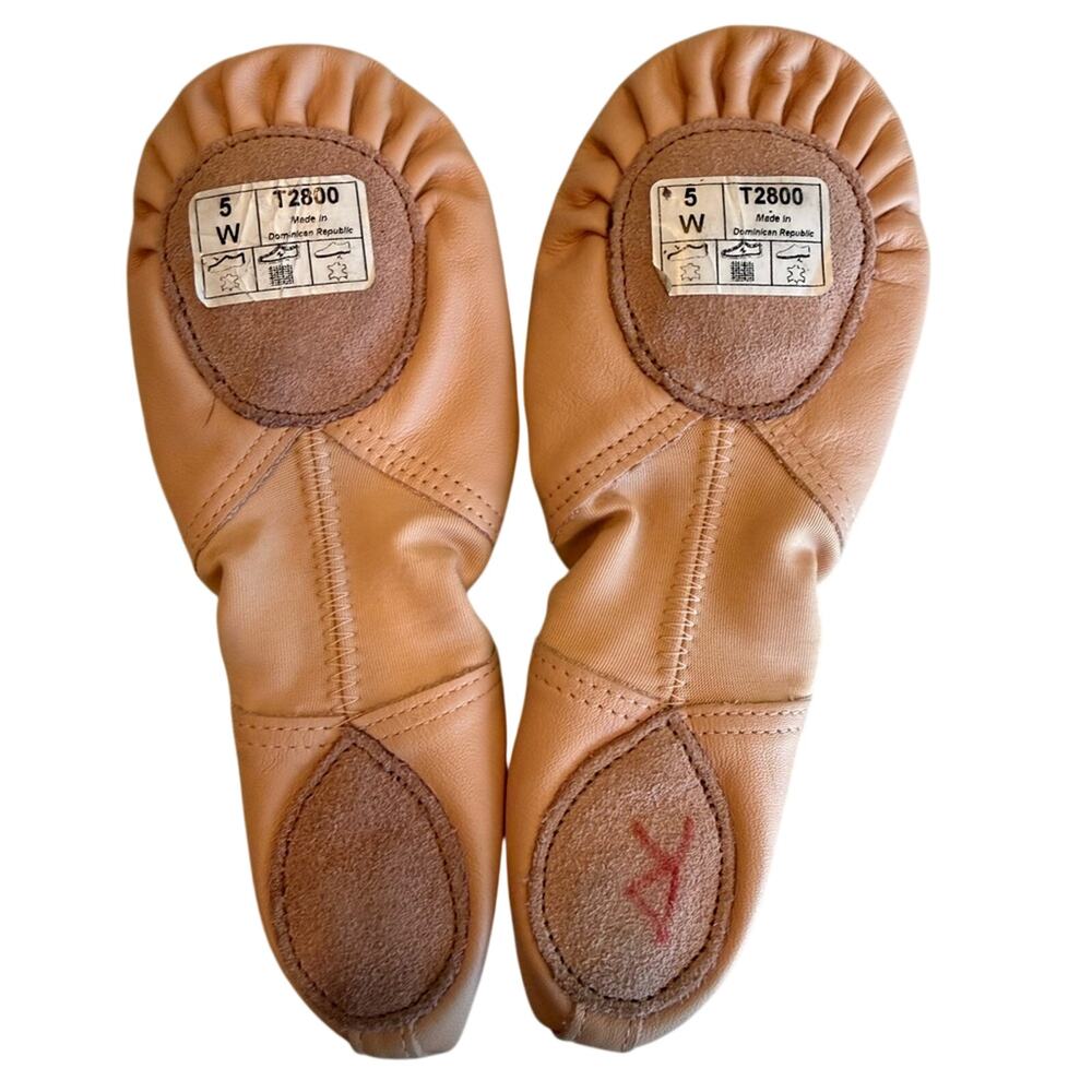 NWOT theatricals Peach dance Ballet leather Flats slippers girlhood core size 5 - Picture 2 of 6